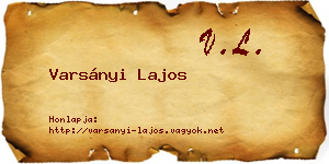 Varsányi Lajos névjegykártya